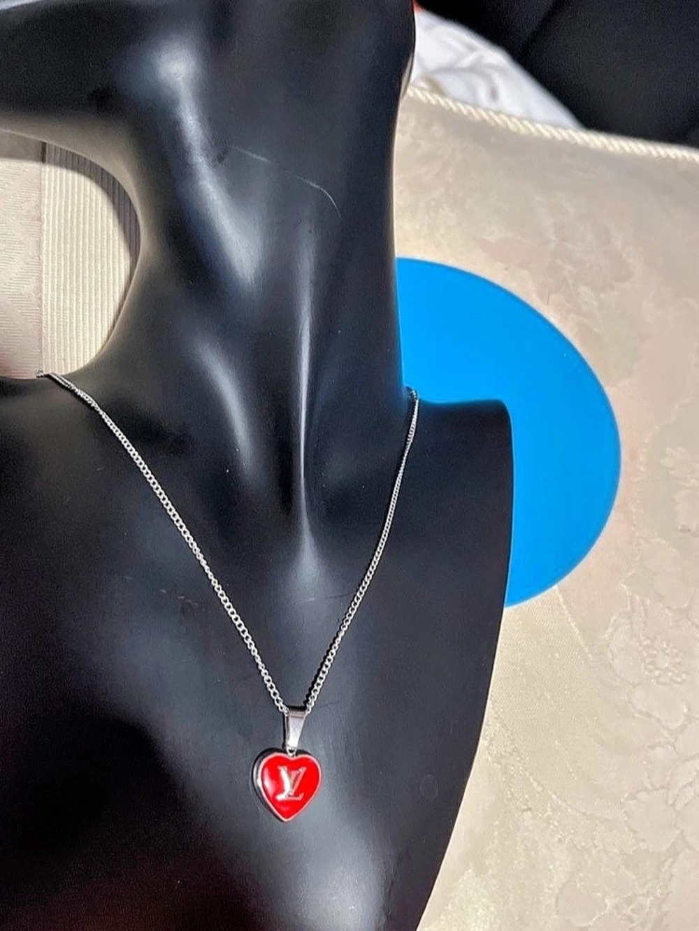 Heart Pendant Necklace in Red & Silver NWT